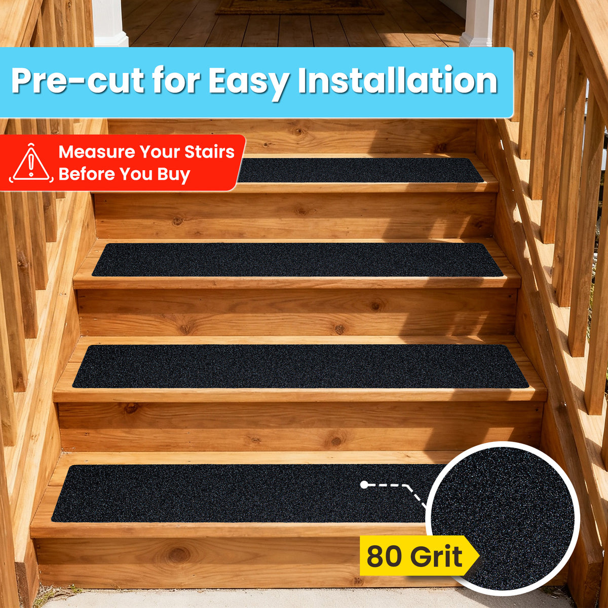 LifeGrip Black Anti-Slip Stair Treads