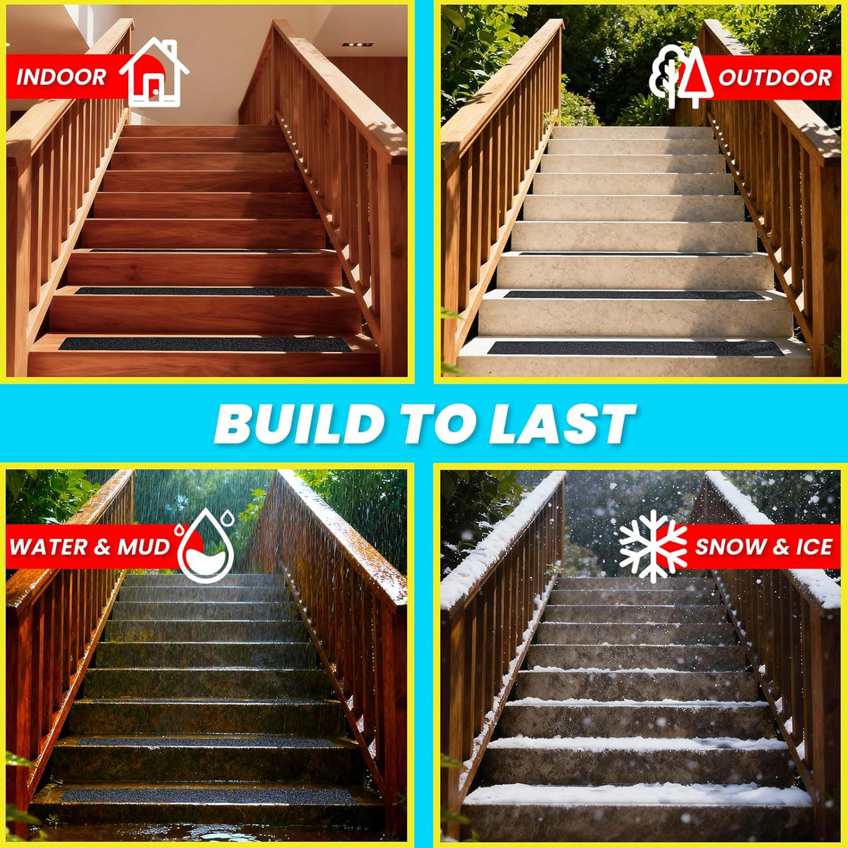 LifeGrip Black Anti-Slip Stair Treads