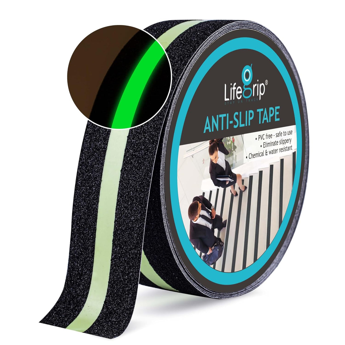 LifeGrip Glow-in-the-Dark Anti-Slip Tape - Green Stripe