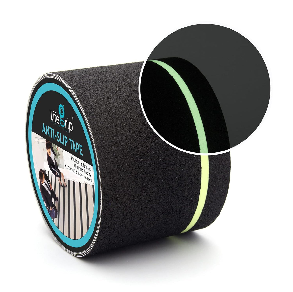 LifeGrip Glow-in-the-Dark Anti-Slip Tape - Green Stripe