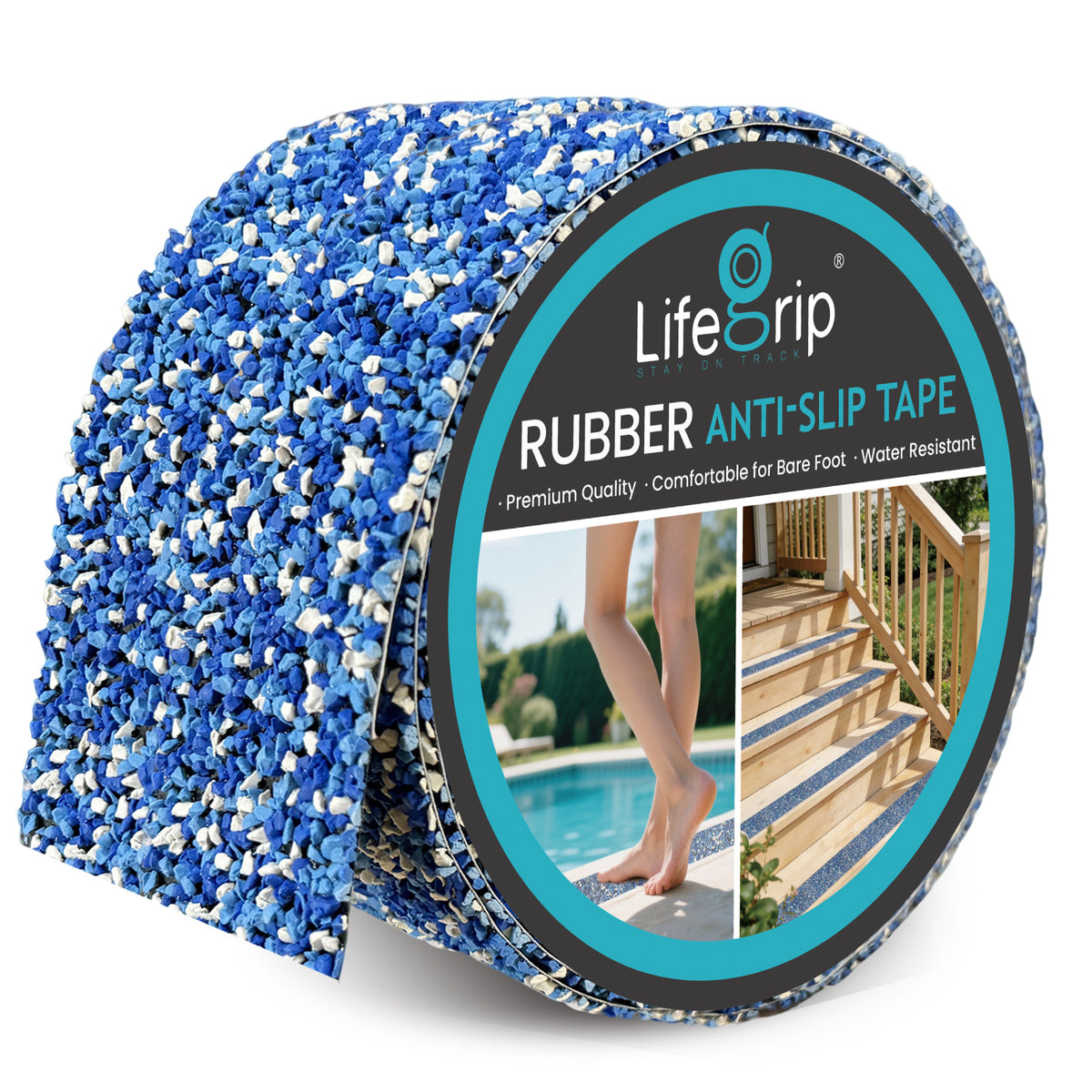 LifeGrip Rubber Waterproof Anti-Slip Tape for Pools & Wet Areas