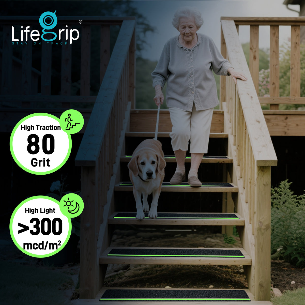 LifeGrip Glow-in-the-Dark Anti-Slip Stair Treads