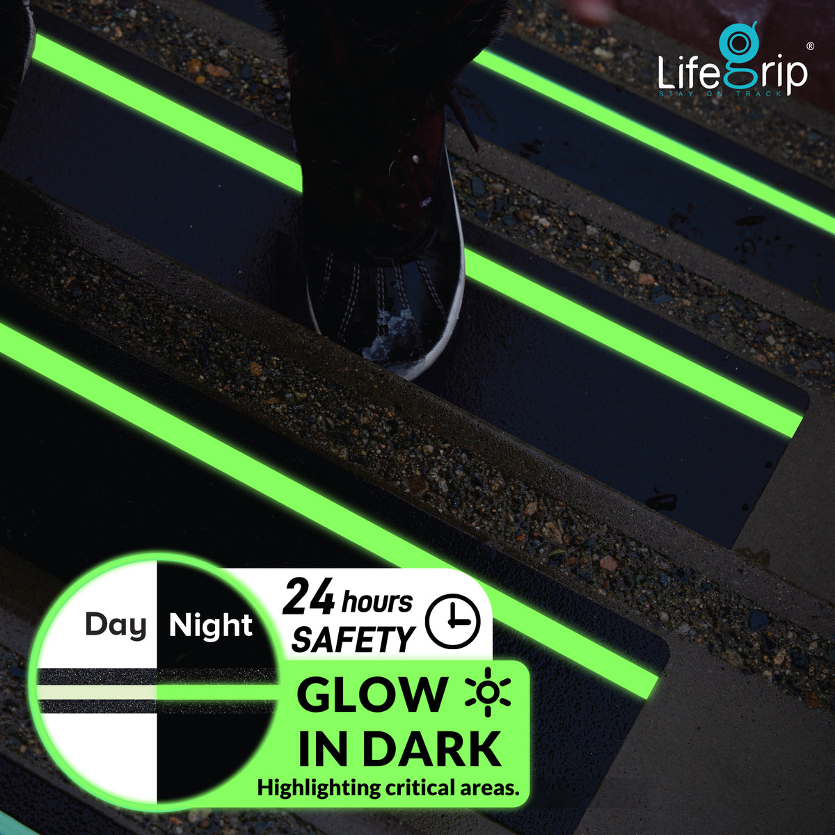 LifeGrip Glow-in-the-Dark Anti-Slip Stair Treads