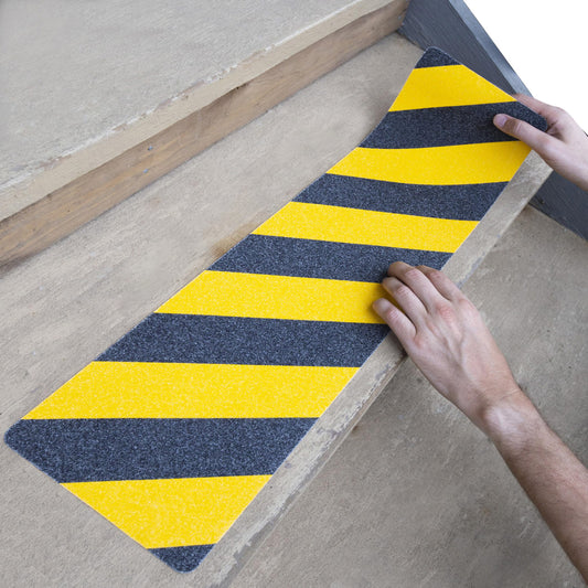 LifeGrip Yellow & Black Anti-Slip Stair Treads for Outdoor Safety