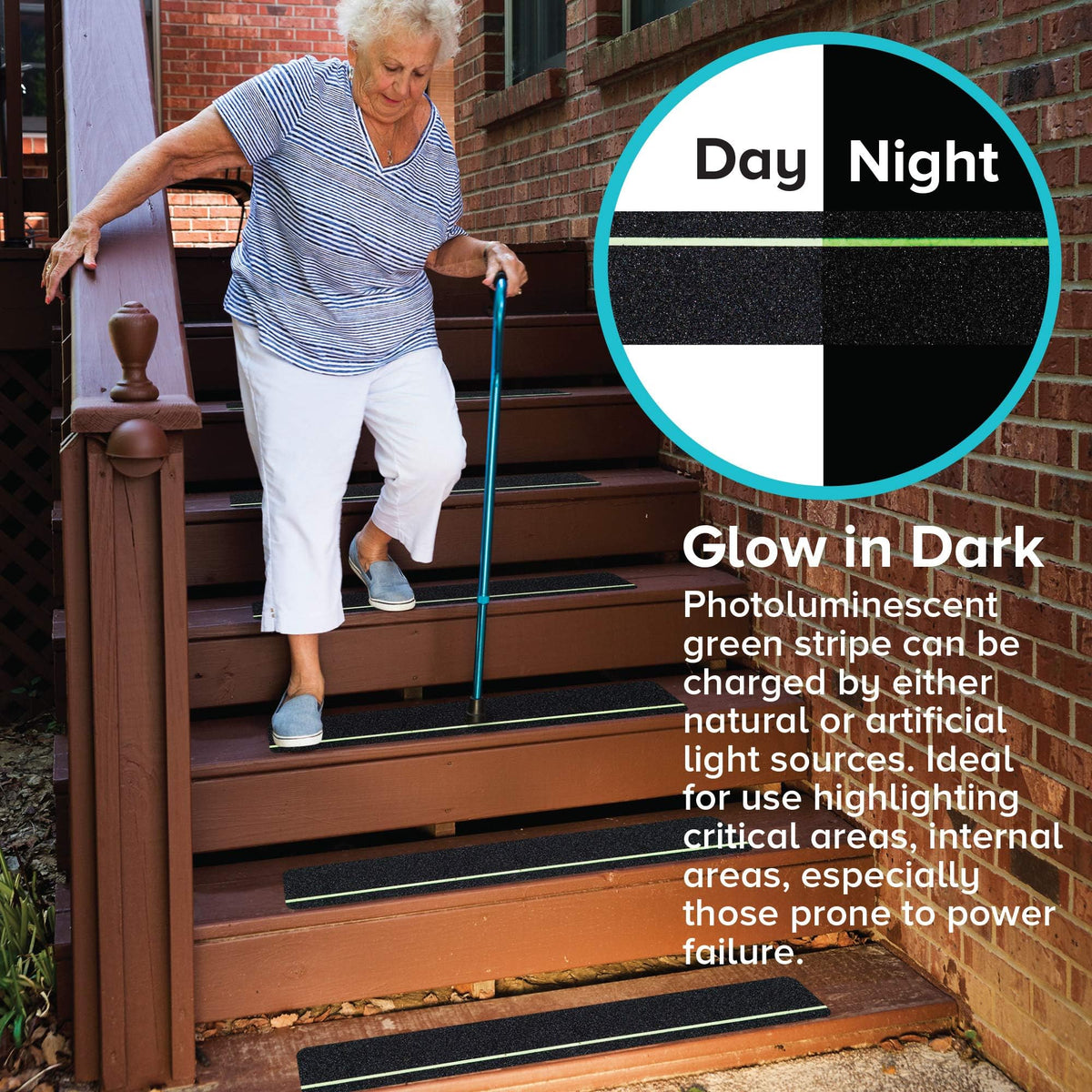 LifeGrip Glow-in-the-Dark Anti-Slip Tape - Green Stripe