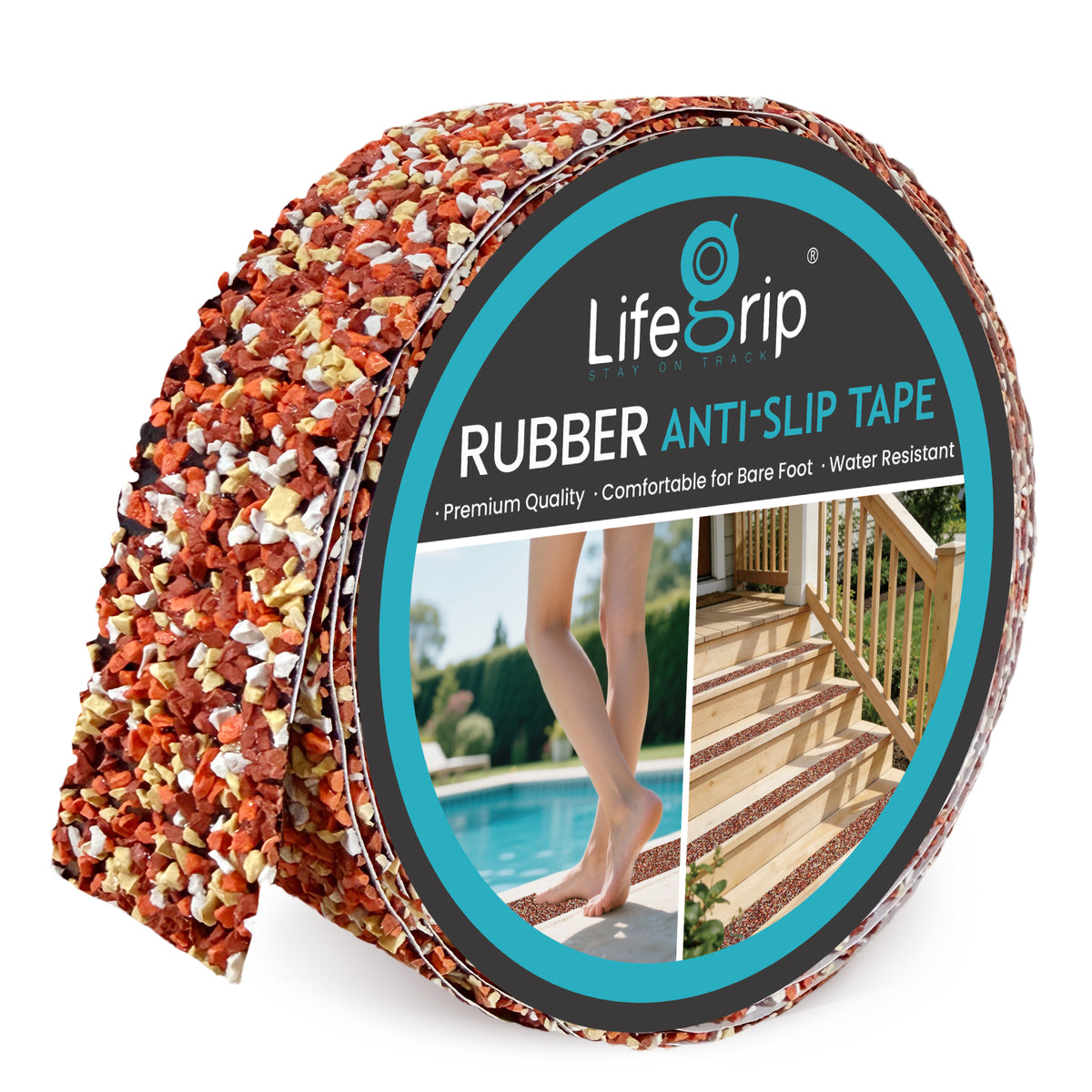 LifeGrip Rubber Waterproof Anti-Slip Tape for Pools & Wet Areas
